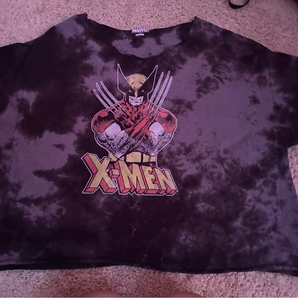Marvel X-Men Black Tie-Dye Crop Top